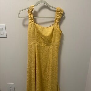 Yellow Textured Sleeveless Dress